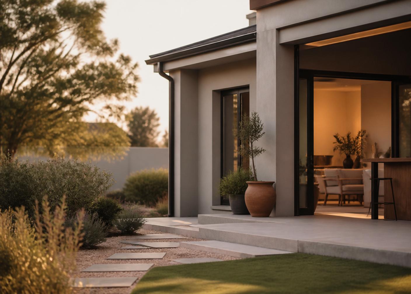 A modern home in soft light